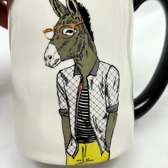 Signatures Housewares Stoneware Hipster Animal Coffee/Tea Cups Donkey & Tigress - Picture 3 of 9